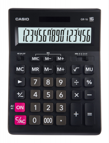 Калькулятор настольный Casio GR-16-W-EP черный 16-разр. фото 2