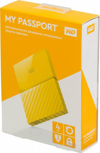 Жесткий диск WD Original USB 3.0 4Tb WDBUAX0040BYL-EEUE My Passport 2.5" желтый фото 4