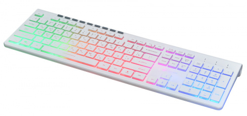 Клавиатура Оклик 490ML белый USB slim Multimedia LED фото 11