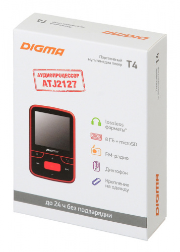 Плеер Hi-Fi Flash Digma T4 8Gb черный/красный/1.5"/FM/microSDHC/clip фото 3