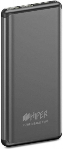 Мобильный аккумулятор Hiper MS10000 Space Gray Li-Pol 10000mAh 2.4A+2A графит 2xUSB
