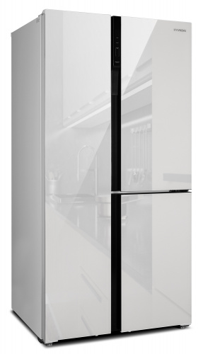 Холодильник Hyundai CS6073FV 3-хкамерн. белое стекло инвертер фото 6