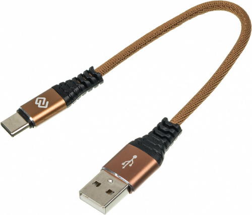 Кабель Digma USB A(m) USB Type-C (m) 0.15м коричневый