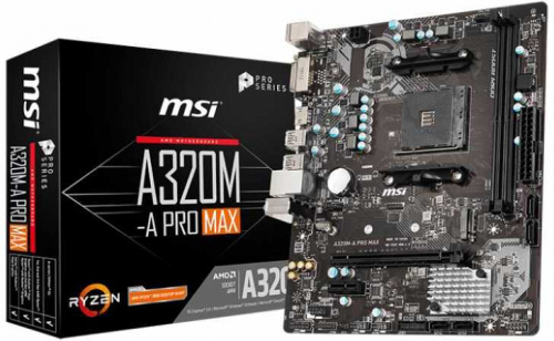 Материнская плата MSI A320M-A PRO MAX Soc-AM4 AMD A320 2xDDR4 mATX AC`97 8ch(7.1) GbLAN RAID+DVI+HDMI фото 5