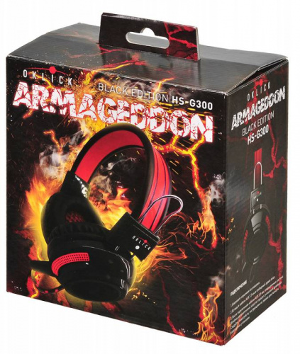 Наушники с микрофоном Оклик HS-G300 ARMAGEDDON черный/красный 2.2м мониторные оголовье (337457) фото 5