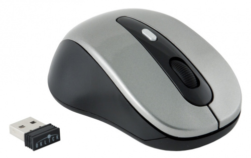 Мышь Оклик 435MW черный/серый оптическая (1600dpi) беспроводная USB для ноутбука (4but) фото 2