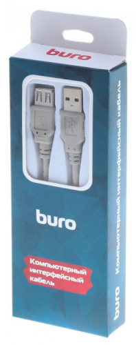 Кабель Buro USB A(m) USB A(f) 1.8м (BHP RET USB_AF18) серый (блистер) фото 4