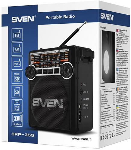 Радиоприемник портативный Sven SRP-355 черный USB SD/microSD фото 3