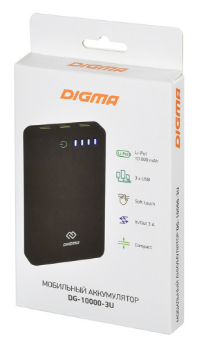 Мобильный аккумулятор Digma DG-10000-3U 10000mAh 3A белый (DG-10000-3U-WT) фото 2