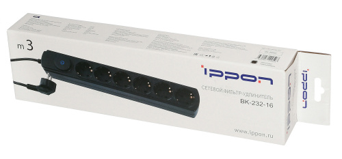 Сетевой фильтр Ippon BK232-16 3м (6 розеток) черный (коробка) фото 4