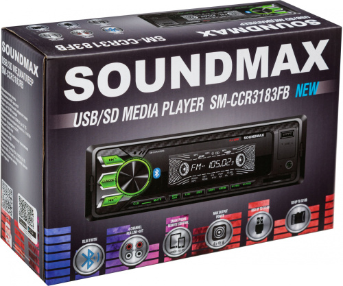 Автомагнитола Soundmax SM-CCR3183FB 1DIN 4x40Вт (SM-CCR3183FB(ЧЕРНЫЙ)\G) фото 2