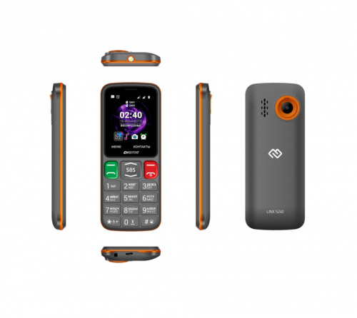 Мобильный телефон Digma S240 Linx 32Mb серый/оранжевый моноблок 2Sim 2.44" 240x320 0.08Mpix GSM900/1800 MP3 FM microSD max16Gb фото 2