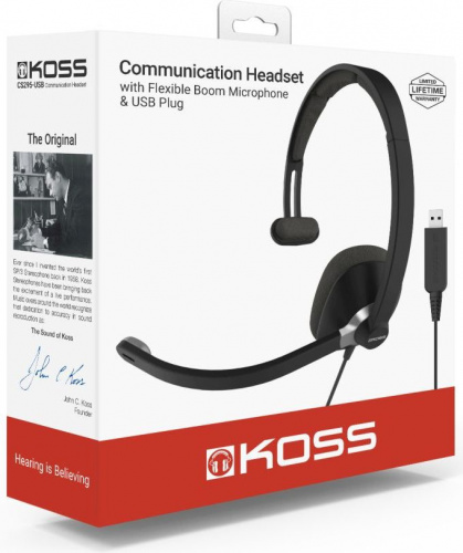 Наушники с микрофоном Koss CS-295 USB черный/серый 2.4м мониторные USB оголовье (80000864) фото 2