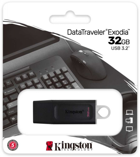 Флеш Диск Kingston 32Gb DataTraveler Exodia DTX/32GB USB3.0 черный/белый фото 3