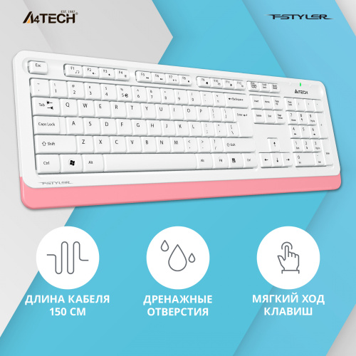 Клавиатура A4Tech Fstyler FK10 белый/розовый USB фото 8