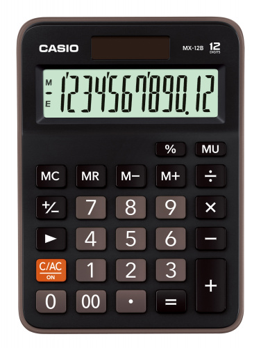 Калькулятор настольный Casio MX-12B черный/коричневый 12-разр. фото 2
