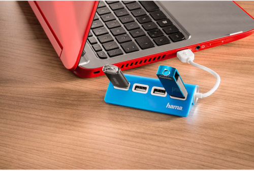 Разветвитель USB 2.0 Hama TopSide 4порт. голубой (00012179) фото 3