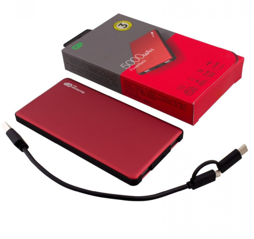 Мобильный аккумулятор GP Portable PowerBank MP05 5000mAh 2.1A 2xUSB красный (MP05MAR) фото 5
