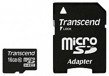 Флеш карта microSDHC 16Gb Class10 Transcend TS16GUSDHC10 + adapter