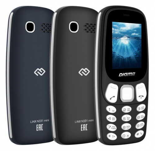 Мобильный телефон Digma N331 mini 2G Linx 32Mb темно-синий моноблок 2Sim 1.77" 128x160 GSM900/1800 FM microSD max16Gb фото 2
