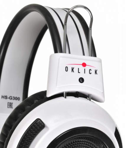 Наушники с микрофоном Оклик HS-G300 ARMAGEDDON белый/черный 2.2м мониторные оголовье (361558) фото 10