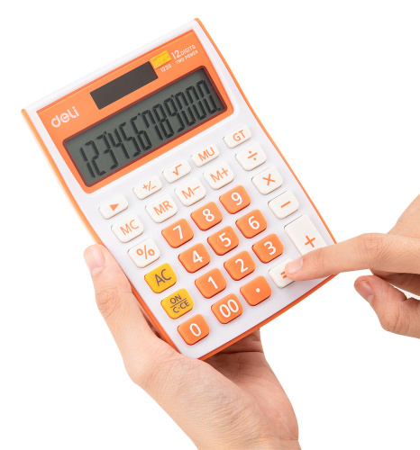 Калькулятор настольный Deli E1238/OR оранжевый 12-разр. фото 4