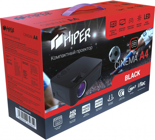 Проектор Hiper Cinema A4 Black LCD 2500Lm (800x480) 1800:1 ресурс лампы:50000часов 2xUSB typeA 1xHDMI 1кг фото 3