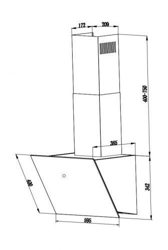 Вытяжка каминная Weissgauff Tau 60 TC черный управление: сенсорное (1 мотор) фото 2