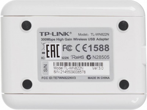 Сетевой адаптер Wi-Fi TP-Link TL-WN822N N300 USB 2.0 (ант.внеш.несъем.) 2ант. фото 3