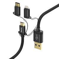 Кабель Hama 00183348 USB A (m) micro USB B (m) USB Type-C (m) Lightning (m) 1м черный