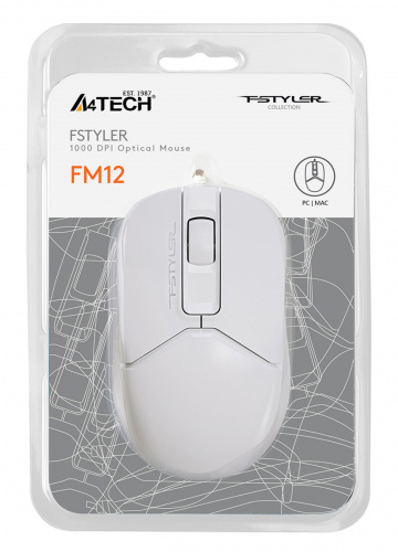 Мышь A4Tech Fstyler FM12S белый оптическая (1200dpi) silent USB (3but) фото 3