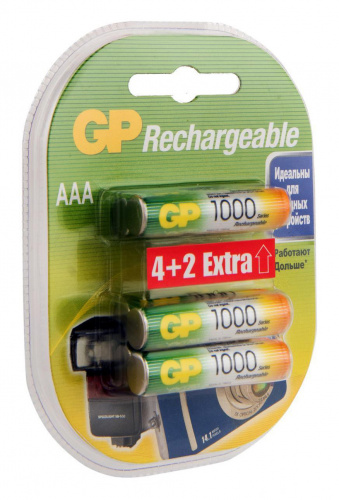 Аккумулятор GP Rechargeable 100AAAHC4/2 AAA NiMH 1000mAh (6шт) блистер фото 2