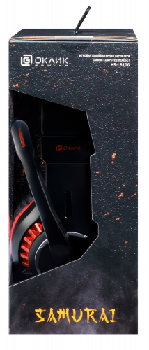 Наушники с микрофоном Оклик HS-L610G SAMURAI черный/красный 2.2м мониторные USB оголовье (1460161) фото 5