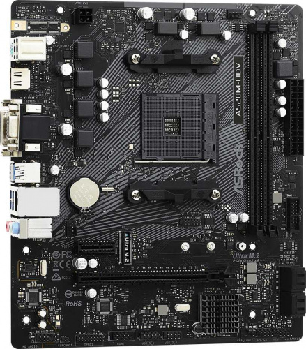 Материнская плата Asrock A520M-HDV Soc-AM4 AMD A520 2xDDR4 mATX AC`97 8ch(7.1) GbLAN RAID+VGA+DVI+HDMI фото 3