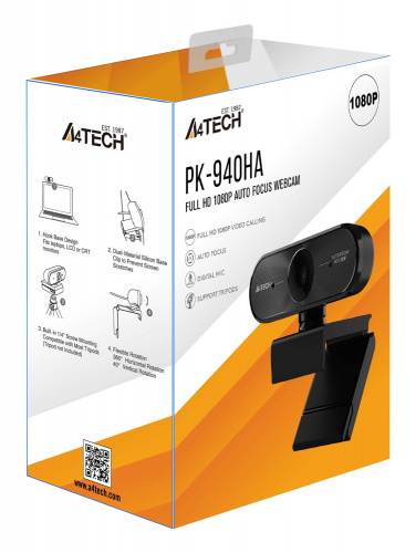 Камера Web A4Tech PK-940HA черный 2Mpix (1920x1080) USB2.0 с микрофоном фото 4
