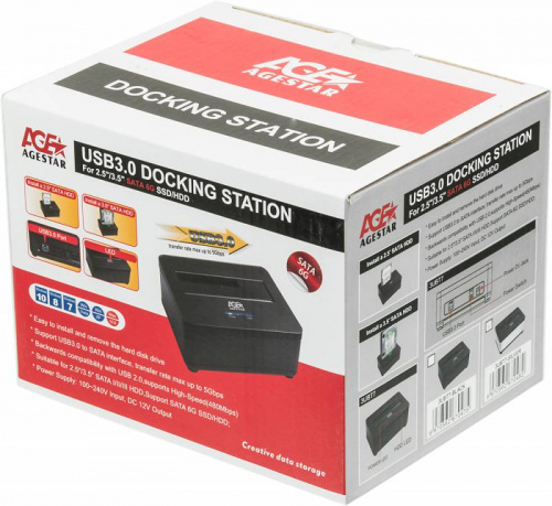 Док-станция для HDD AgeStar 3UBT7 SATA III USB3.0 пластик/алюминий серебристый 1 фото 5