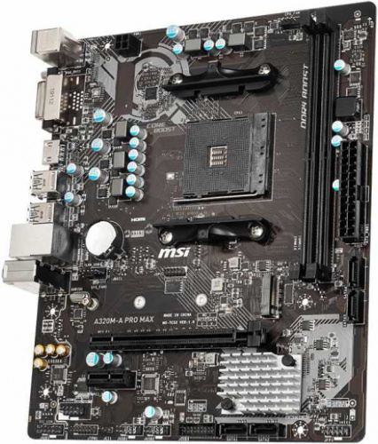 Материнская плата MSI A320M-A PRO MAX Soc-AM4 AMD A320 2xDDR4 mATX AC`97 8ch(7.1) GbLAN RAID+DVI+HDMI фото 2