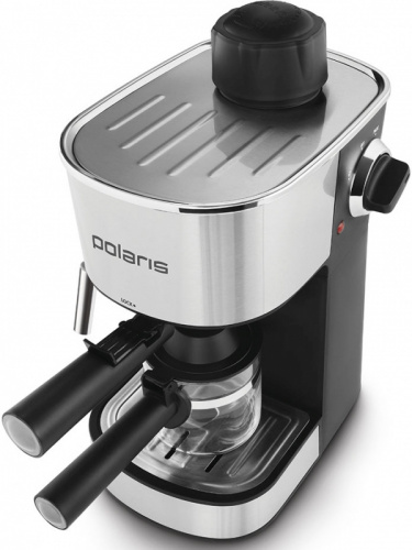 Кофеварка эспрессо Polaris PCM 4008AL 800Вт нержавеющая сталь/черный фото 2