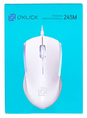 Мышь Оклик 245M белый оптическая (1000dpi) USB (3but) фото 3