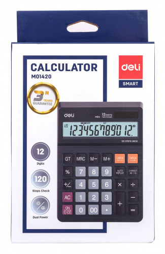 Калькулятор настольный Deli EM01420 черный 12-разр. фото 7
