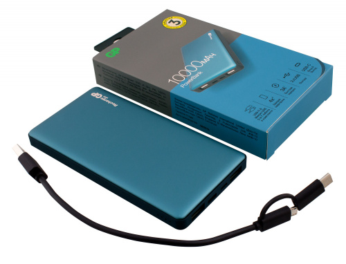 Мобильный аккумулятор GP Portable PowerBank MP10 10000mAh 2.4A 2xUSB синий (MP10MAT)