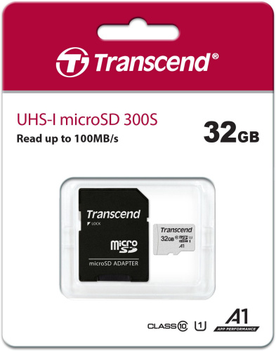 Флеш карта microSDHC 32GB Transcend TS32GUSD300S-A + adapter фото 2