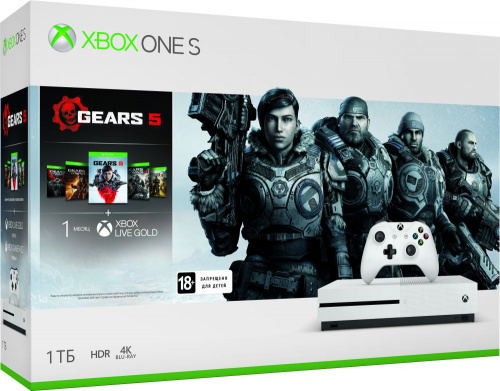 Игровая консоль Microsoft Xbox One S 234-01030 белый в комплекте: игра: Gears 5 фото 2