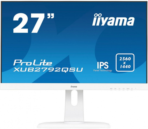 Монитор Iiyama 27" XUB2792QSU-W1 белый IPS LED 5ms 16:9 DVI HDMI M/M матовая HAS Pivot 350cd 178гр/178гр 2560x1440 DisplayPort Ultra HD 2K (1440p) USB 6.1кг