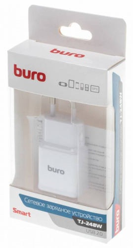 Сетевое зар./устр. Buro TJ-248W 15W 2.4A (QC) USB-A универсальное белый фото 3