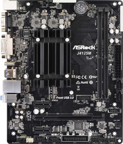 Материнская плата Asrock J4125M 2xDDR4 mATX AC`97 8ch(7.1) GbLAN+VGA+DVI+HDMI