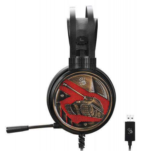 Наушники с микрофоном A4Tech Bloody G650S черный/бронзовый 2м мониторные USB оголовье (G650S) фото 2