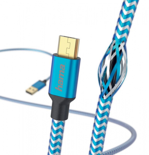 Кабель Hama 00178289 USB (m)-micro USB (m) 1.5м синий фото 2
