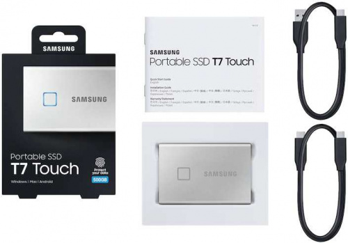 Накопитель SSD Samsung USB-C 500Gb MU-PC500S/WW T7 Touch 1.8" серый фото 7