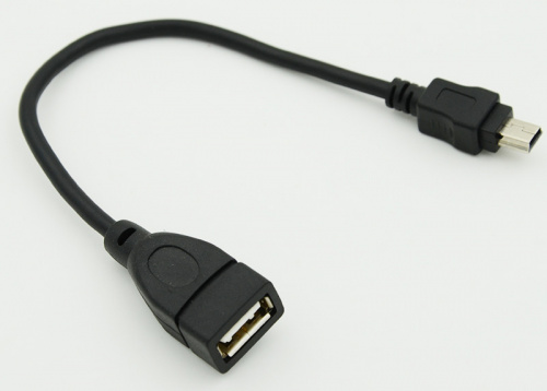 Кабель USB (f)-mini USB (m) 0.2м черный